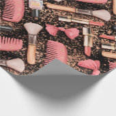 Pink Cosmetics Pattern Glitter  ラッピングペーパー (角)