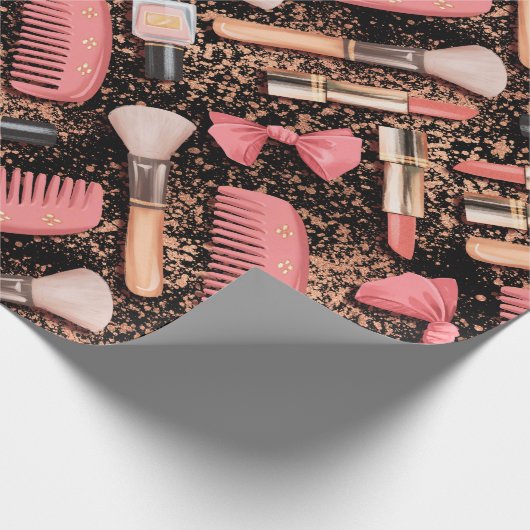 Pink Cosmetics Pattern Glitter  ラッピングペーパー (角)