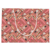 Pink Cosmetics Pattern Glitter  ラージペーパーバッグ (裏面)