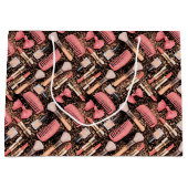 Pink Cosmetics Pattern Glitter  ラージペーパーバッグ (正面)