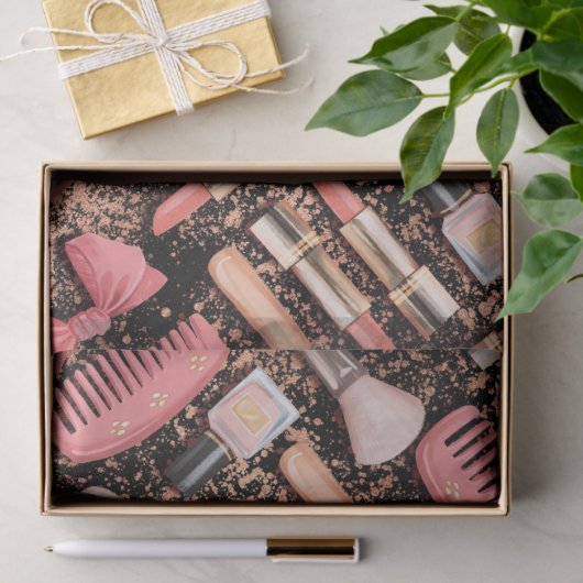 Pink Cosmetics Pattern Glitter  薄葉紙 (ギフト)