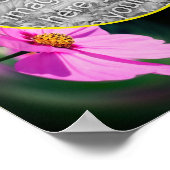 Pink Cosmosフラワーフレーム自分の写真を作成 ポスター (角)