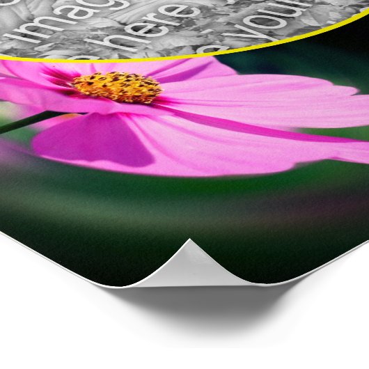 Pink Cosmosフラワーフレーム自分の写真を作成 ポスター (角)