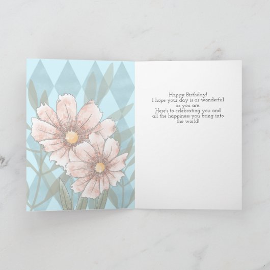 Pink Cosmos Birthday カード (内部)