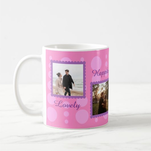 Pink Couple Photo Design with Custom Text Coffee M コーヒーマグカップ (左)