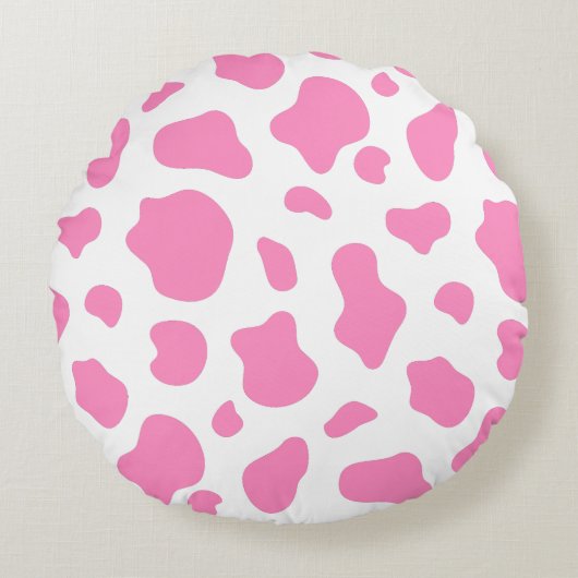 Pink Cow Print Decorative Pillow ラウンドクッション (正面)
