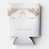 Pink Cowboy Hat Rustic Wedding 缶クーラー (正面)