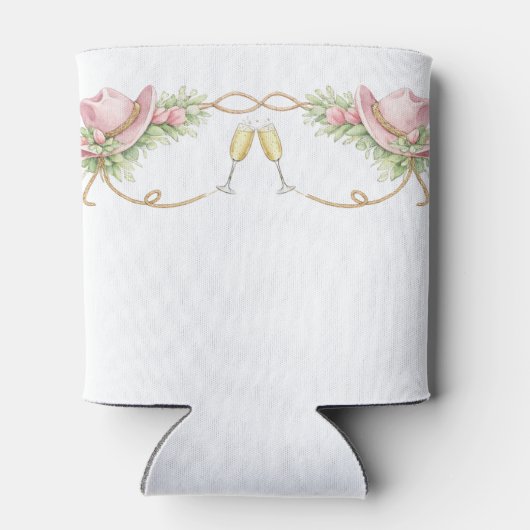 Pink Cowboy Hat Rustic Wedding 缶クーラー (裏面)