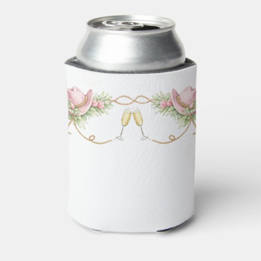 Pink Cowboy Hat Rustic Wedding 缶クーラー (缶裏面)
