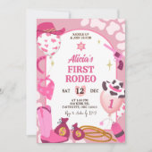 Pink Cowboy Rodeo Birthday Invitation 招待状 (正面)