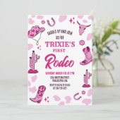 Pink Cowgirl 1st Rodeo Birthday Party Invitation 招待状 (スタンド正面)