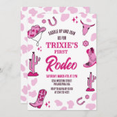 Pink Cowgirl 1st Rodeo Birthday Party Invitation 招待状 (正面/裏面)