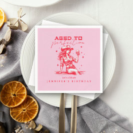 Pink Cowgirl Aged to Perfection Birthday Party  スタンダードカクテルナプキン