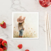 Pink Cowgirl Birthday | Farm Theme 1st スタンダードカクテルナプキン (インサイチュ)