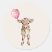 Pink Cowgirl Birthday | Farm Theme 1st  ラウンドシール (正面)