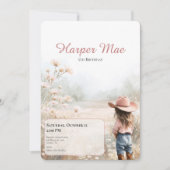 Pink Cowgirl Birthday Invitation | Farm Theme セーブザデート (正面)