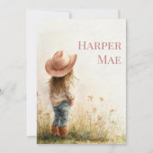 Pink Cowgirl Birthday Invitation | Farm Theme 招待状 (正面)