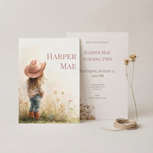 Pink Cowgirl Birthday Invitation | Farm Theme 招待状
