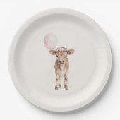 Pink Cowgirl Birthday Invitation | Farm Theme 1st  ペーパープレート (正面)