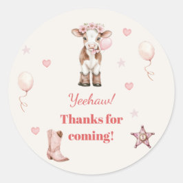Pink Cowgirl Birthday Invitation | Farm Theme 1st ラウンドシール