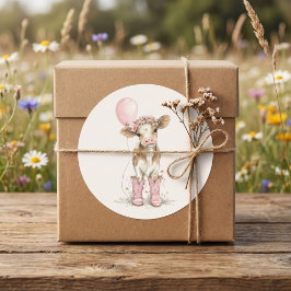 Pink Cowgirl Birthday Invitation | Farm Theme 1st ラウンドシール