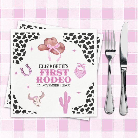 Pink Cowgirl Birthday Party Napkins – First Rodeo  スタンダードランチョンナプキン