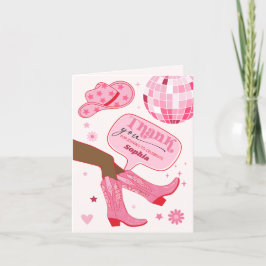 Pink Cowgirl Birthday Party Thank You Card サンキューカード