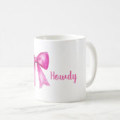 Pink Cowgirl Bow Howdy コーヒーマグカップ (正面右)