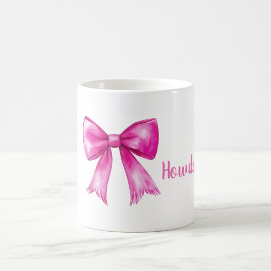 Pink Cowgirl Bow Howdy コーヒーマグカップ (中央)