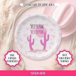 Pink Cowgirl Cacti Landscape Western Paper Plate ペーパープレート