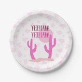 Pink Cowgirl Cacti Landscape Western Paper Plate ペーパープレート (正面)