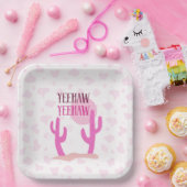  Pink Cowgirl Country Cacti Western Paper Plate ペーパープレート (パーティー)