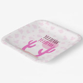  Pink Cowgirl Country Cacti Western Paper Plate ペーパープレート (傾斜あり)