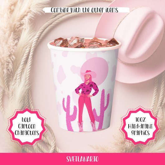 Pink Cowgirl Country Coquette Western Paper cup 紙コップ