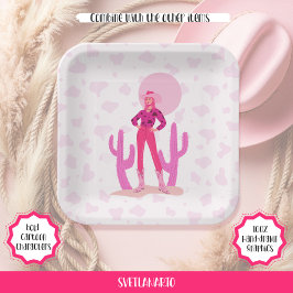 Pink Cowgirl Country Coquette Western Paper Plate ペーパープレート