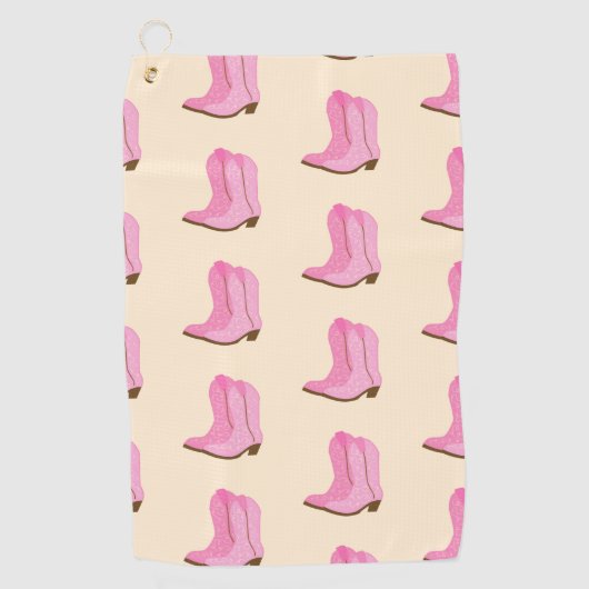 Pink Cowgirl Cowboy Boots Country Texas Ranch ゴルフタオル (正面)