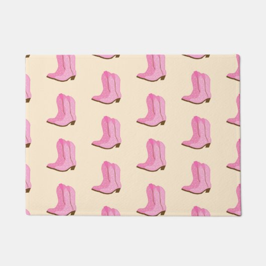 Pink Cowgirl Cowboy Boots Country Texas Ranch ドアマット (正面)