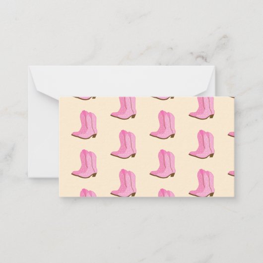 Pink Cowgirl Cowboy Boots Country Texas Ranch ノートカード (正面)