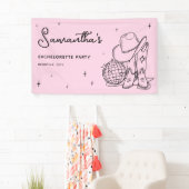 Pink Cowgirl Disco Last Rodeo Bachelorette Party 横断幕 (インサイチュ)