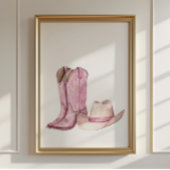 Pink Cowgirl Hat Boots Poster Kids Room Decor ポスター