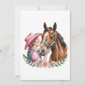 Pink Cowgirl Kissing a Horse Birthday Party Gift 招待状 (裏面)