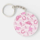 Pink Cowgirl Rodeo Birthday  キーホルダー (正面)