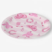 Pink Cowgirl Rodeo Birthday Paper Plates ペーパープレート (アングル)