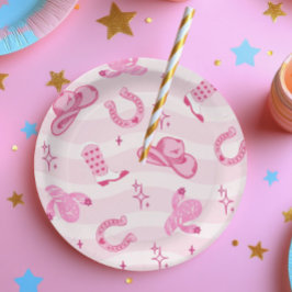 Pink Cowgirl Rodeo Birthday Paper Plates ペーパープレート