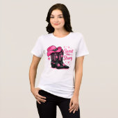 Pink Cowgirl Sweet but Strong Design トライブレンドTシャツ (正面全面)