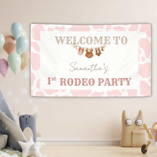 Pink Cowgirl Western Rodeo Birthday Welcome 横断幕