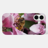 Pink Crab Apple With Bee and yourイニシャル Case-Mate iPhoneケース (裏面 (横))