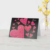 Pink Craft Hearts  カード (黄色い花)