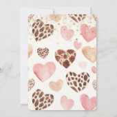 Pink Cream Animal Hearts Gold Sparkle Birthday 招待状 (裏面)