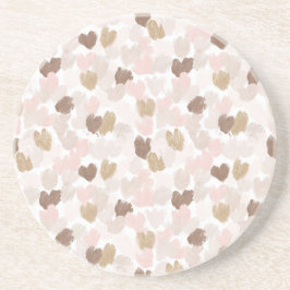 Pink Cream Brown Hearts コースター